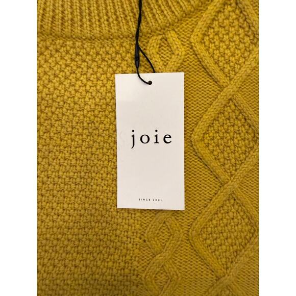 NWT Joie Mustard Yellow Cable Knit Wool Sweater Puff Sleave XS - Picture 5 of 9